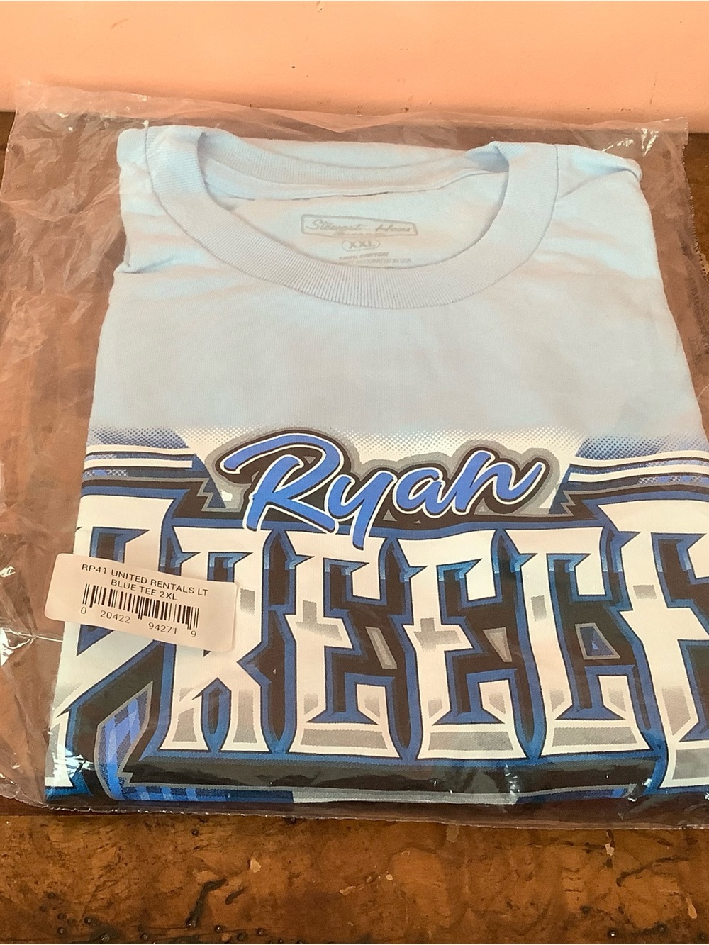 NASCAR Ryan Preece Stewart-Haas Racing Team  Light Blue No. 41 Car T-Shirt XXL